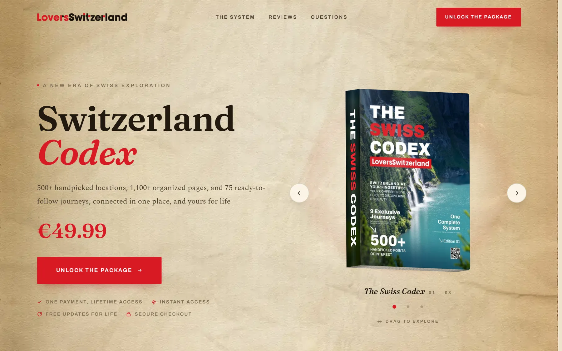 LoversSwitzerland sales page for the Switzerland Codex